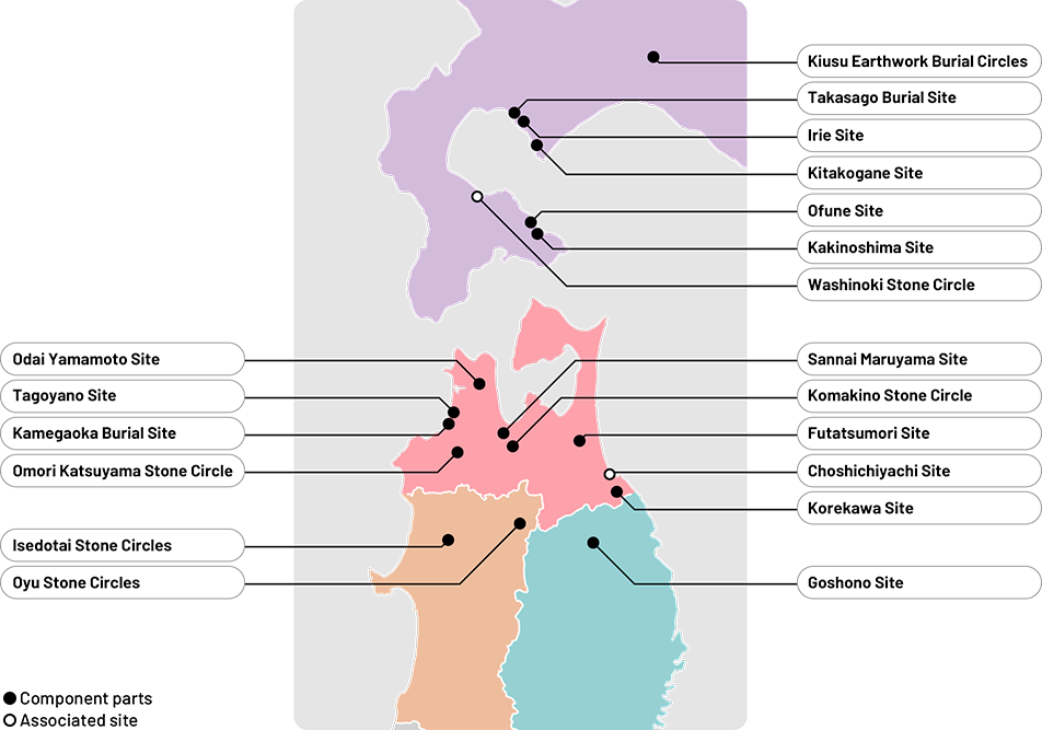 Map of Jomon archaeological sites in Hokkaido and northern Tohoku