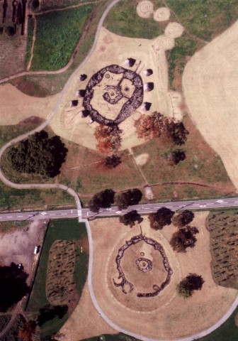 Aerial photo of the Stone Circles (lower: Nonakado; upper: Manza)