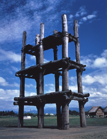 Restored large pillar-supported building