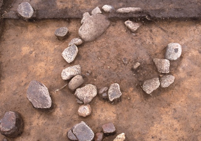 Hearth with stones