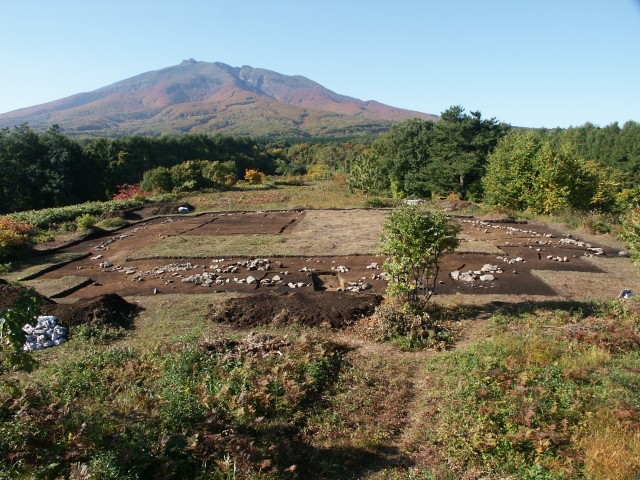 Stone circle and Mt. Iwaki