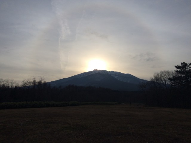 Sunset over the top of Mt.Iwaki